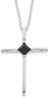 Sterling-Silver-Black-Cubic-Zirconia-Cross-Pendant on sale