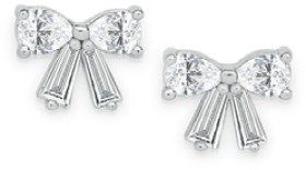 Sterling-Silver-Cubic-Zirconia-Fancy-Bow-Stud-Earrings on sale