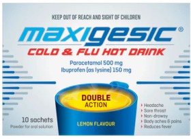 Maxigesic-ColdFlu-Lemon-Hot-Drink-10-Sachets on sale