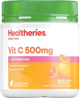 Healtheries-Vit-C-500mg-Plus-Echinacea-Chewables-160s on sale