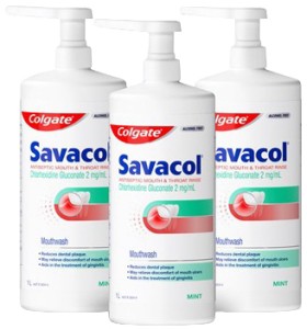 Colgate-Savacol-Alcohol-Free-Pre-op-Mint-Mouthrinse-1L-3pk on sale