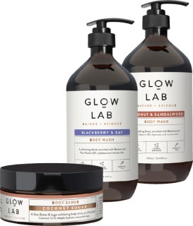 Glow-Lab-Body-Wash-900ml-or-Body-Scrub-200ml on sale