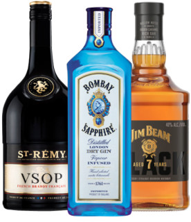 St-Rmy-Brandy-VSOP-Bombay-Sapphire-Gin-or-Jim-Beam-Black-1L on sale