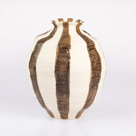 Fieldcrest-Cleo-Stripe-Vase-Brown on sale
