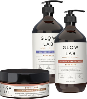 Glow-Lab-Body-Wash-900ml-or-Body-Scrub-200ml on sale