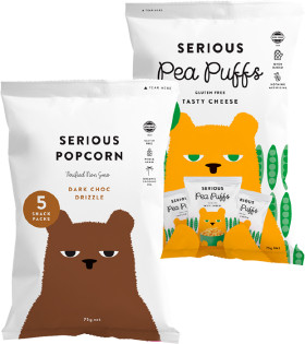 Serious-Popcorn-Dark-Choc-Drizzle-or-Tasty-Cheese-Puffs-Multipack-5-Pack on sale