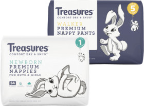 Treasures-Bulk-Nappies-30-54-Pack-or-Nappy-Pants-28-34-Pack on sale