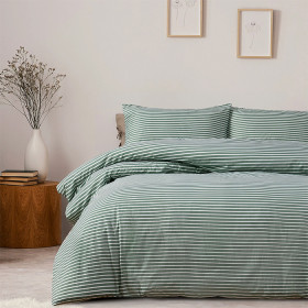 Hometones-Green-Stripe-Flannelette-Duvet-Cover-Set on sale