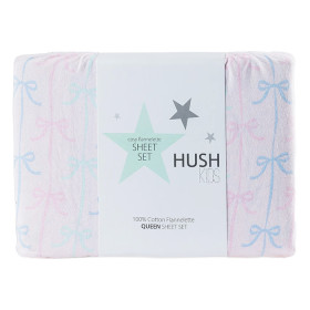 Hush-Kids-Pretty-Bow-Flannelette-Sheet-Set on sale