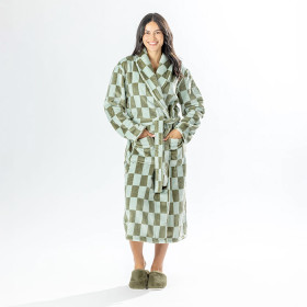 Amparo-Robbie-Check-Bathrobe-Green on sale
