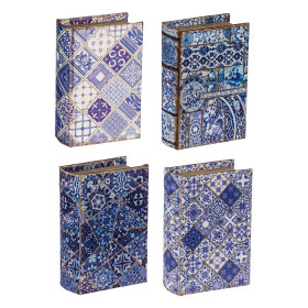 NEW-Gracious-Living-Briar-Blue-White-Book-Boxes-4-Piece on sale
