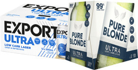 Export-Ultra-Low-Carb-12-x-330mL-Cans-or-Pure-Blonde-Ultra-Low-Carb-12-x-330mL-Bottles on sale