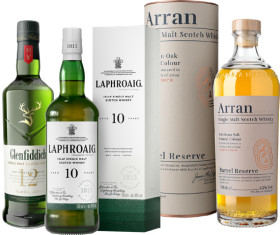 Glenfiddich-12yo-Single-Malt-Whisky-Laphroaig-10yo-Single-Malt-Whisky-or-The-Arran-Barrel-Reserve-Single-Malt-Whisky-700mL on sale