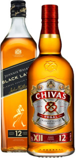 Johnnie-Walker-Black-Label-Blended-Scotch-Whisky-or-Chivas-Regal-12yo-Blended-Scotch-Whisky-1L on sale