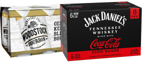 Woodstock-Zero-Sugar-Cola-7-or-Jack-Daniels-Coca-Cola-Zero-48-6-x-330mL-Cans on sale