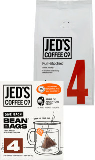 Jeds-Plunger-or-Beans-Coffee-200g-Bean-Bags-10-Pack-or-Refills-90g on sale