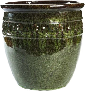 Tuscan-Path-Studded-Glazed-Pot-in-Green on sale