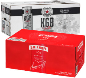 KGB-Vodka-Lemon-Ice-7-or-Smirnoff-Ice-Lemon-5-18-x-250mL-Cans on sale