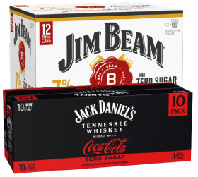 Jim-Beam-Gold-7-Zero-12-x-250mL-Cans-or-Jack-Daniels-Coca-Cola-Zero-48-10-x-330mL-Cans on sale