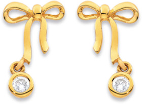 9ct-Cubic-Zirconia-Bow-Earrings on sale