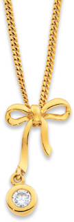 9ct-Cubic-Zircoia-Bow-Pendant on sale