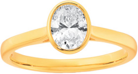 10ct-Element-Lab-Diamond-Oval-Solitaire-Rubover-Ring on sale