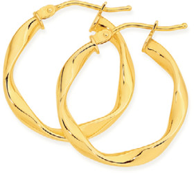 9ct-15mm-Ribbon-Twist-Hoop-Earrings on sale