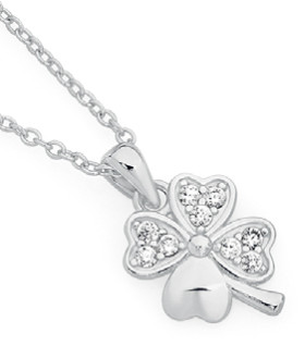 Sterling-Silver-Cubic-Zirconia-Clover-Pendant on sale