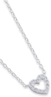 Sterling-Silver-Cubic-Zirconia-425cm-Open-Heart-Necklet on sale