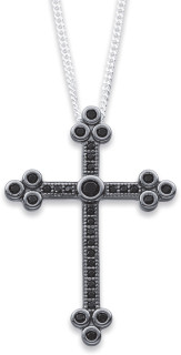 Sterling-Silver-Black-Cubic-Zirconia-Cross-Pendant on sale