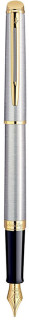 Waterman-Hemisphere-Stainless-Steel-Fountain-Pen-Gold-Trim on sale