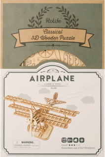 Rolife-Robotime-3D-Wooden-Puzzle-Bi-Plane on sale
