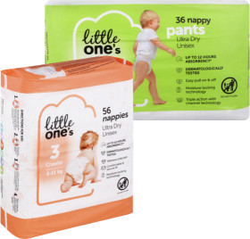 Little-Ones-Nappy-Bulk-40-56-Pack-or-Nappy-Pants-Bulk-34-44-Pack on sale