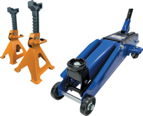 Mechpro-1800kg-Trolley-Jack-Stanfred-Jack-Stands-2000kg on sale