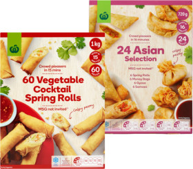 Woolworths-Frozen-Asian-Selection-or-Cocktail-Spring-Rolls-720g-1kg on sale