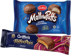 Griffins-Toffee-Pops-185-200g-or-MallowPuffs-200g on sale