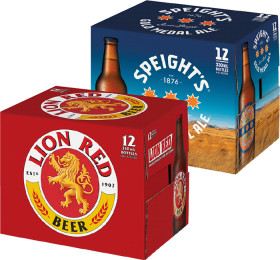 Lion-Red-Speights-Gold-Medal-Ale-or-Waikato-Draught-Bottles-or-Cans-12-Pack on sale