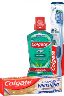 Colgate-Whitening-115g-Plax-Fresh-Mint-500ml-or-360-1-Pack on sale