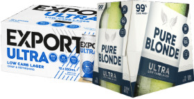 Export-Ultra-Low-Carb-12-x-330mL-Cans-or-Pure-Blonde-Ultra-Low-Carb-12-x-330mL-Bottles on sale