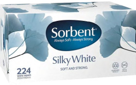 Sorbent-Facial-Tissues-Silky-White-Value-224-Pack on sale