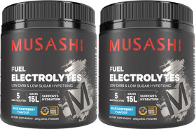 Musashi-Electrolyte-Blue-Raspberry-Powder-300g on sale
