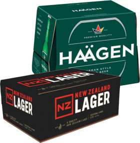 Haagen-Lager-Bottles-or-New-Zealand-Lager-Cans-12-Pack on sale