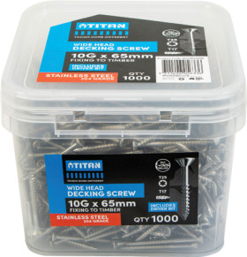 Titan-10G-x-65mm-Stainless-Steel-Wide-Head-Decking-Screws-Pack-of-1000 on sale