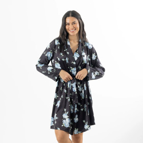 Eden-Malibu-Satin-Printed-Bathrobe-Black on sale