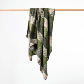 Design-Republique-Lucy-Check-Waffle-Throw-Green on sale