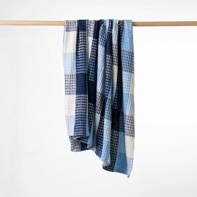 Design-Republique-Lucy-Check-Waffle-Throw-Blue on sale