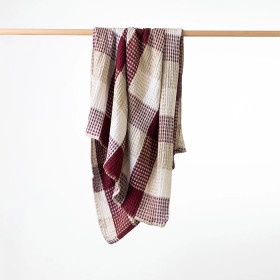 Design-Republique-Lucy-Check-Waffle-Throw-Red on sale