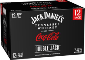 Jack-Daniels-Double-Jack-Coca-Cola-or-Zero-Sugar-7-12-x-250mL-Cans on sale