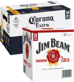Corona-Extra-18-x-355mL-Bottles-or-Jim-Beam-Cola-or-Zero-Sugar-48-18-x-330mL-Cans on sale