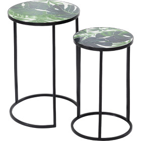 Outsidings-Green-Leaves-Mosaic-Side-Table-Set-of-2 on sale